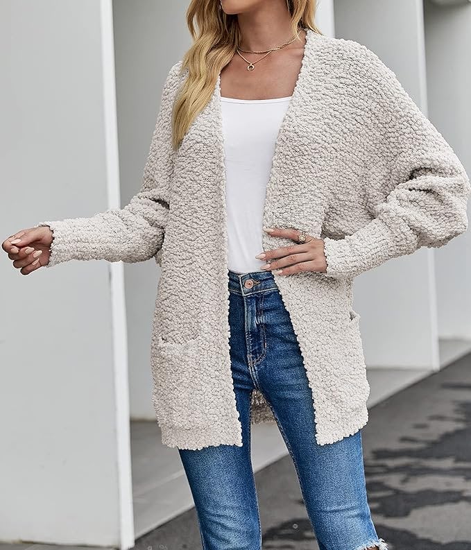 MEROKEETY Popcorn Batwing Cardigan