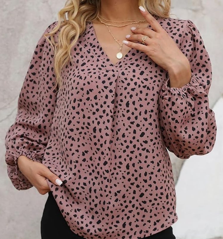 EGRETLAC Leopard Print Chiffon Top