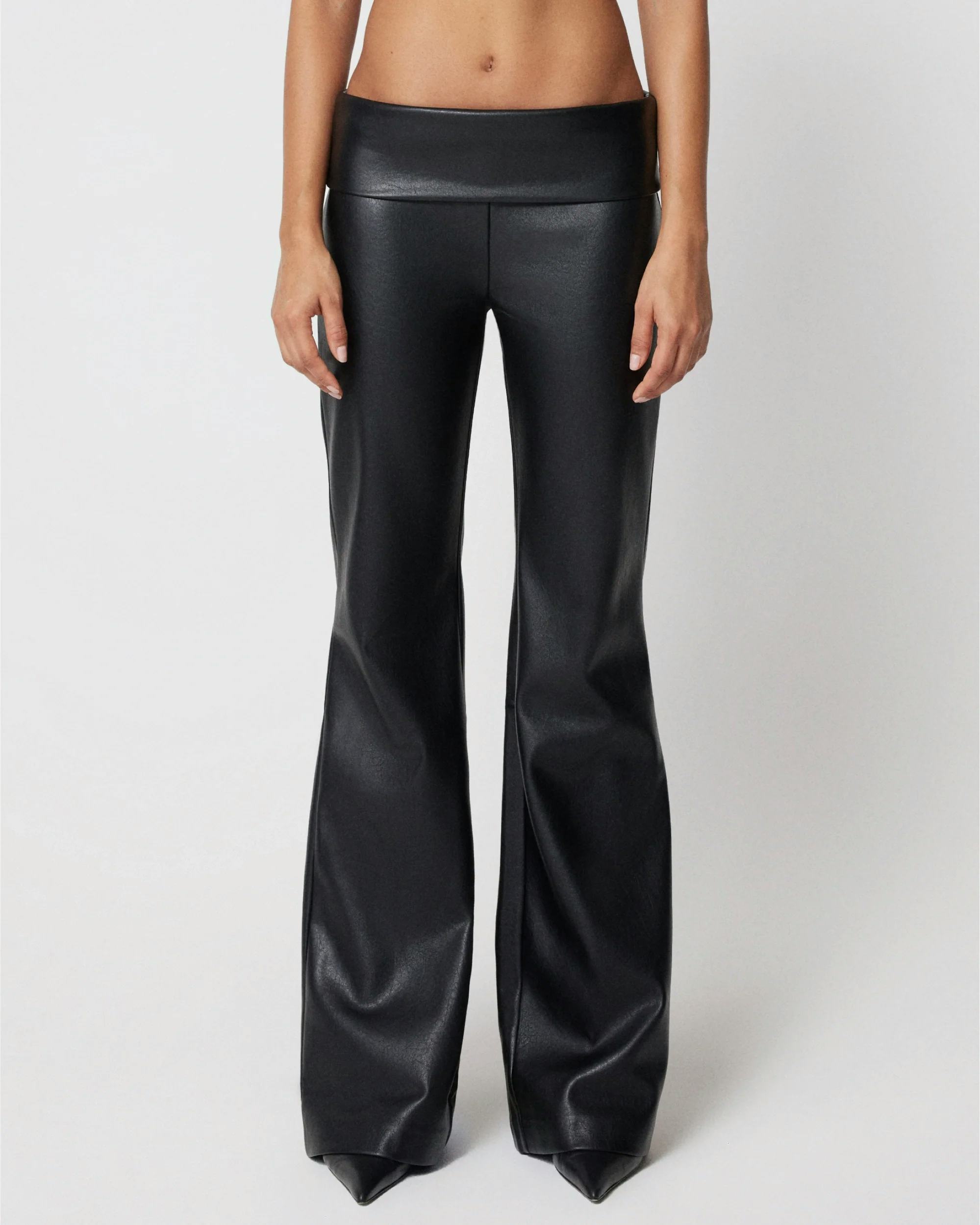 Faux Leather Low Rise Foldover Pant