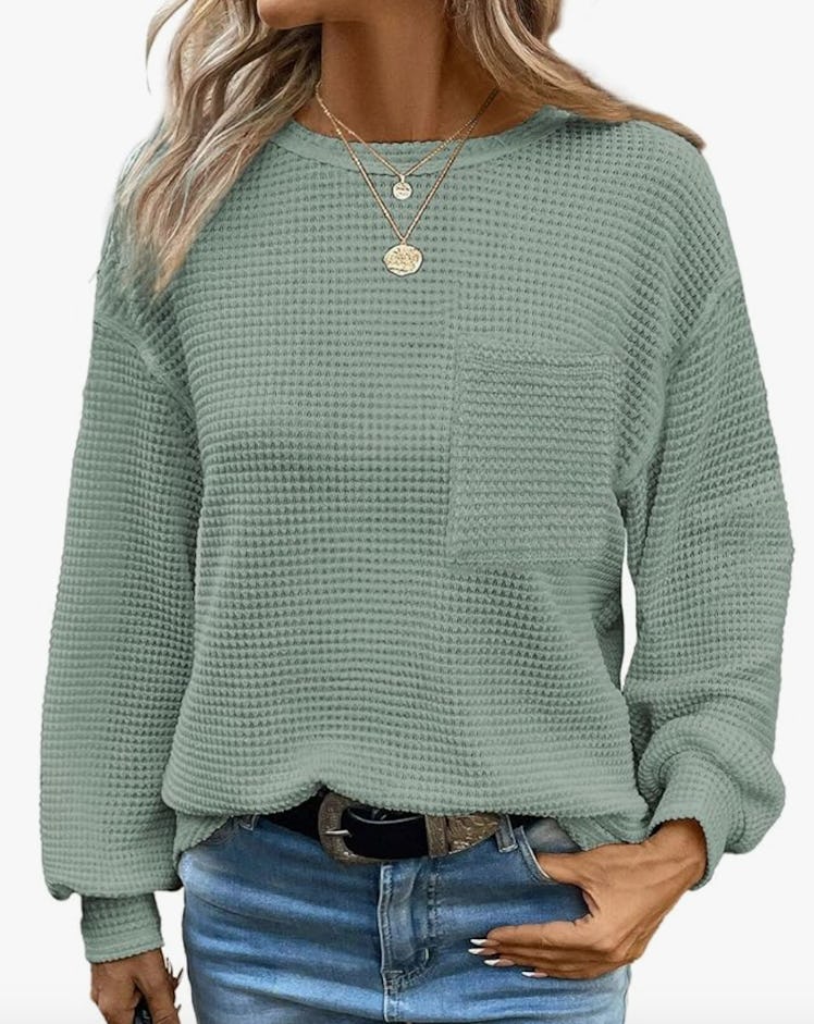 Dokotoo  Waffle Knit Crewneck Shirt 