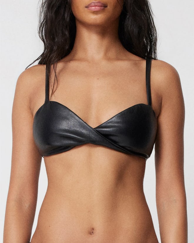 Faux Leather Twist Bralette