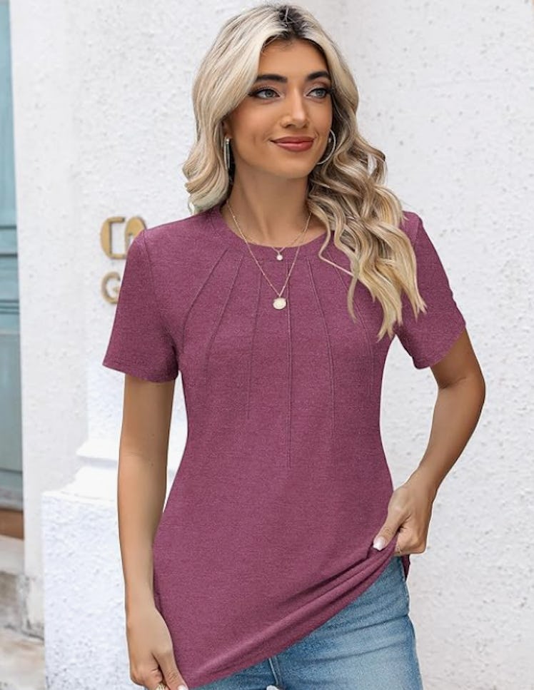 Kistore Pleated Crew Neck Top