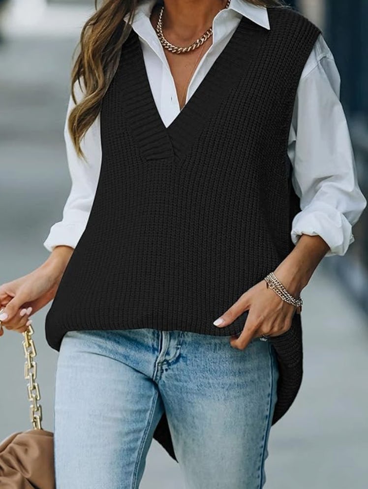 Viottiset Oversized V Neck Knit Sweater Vest