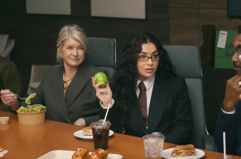 Charli XCX and Martha Stewart in Uber Eats' Super Bowl ad