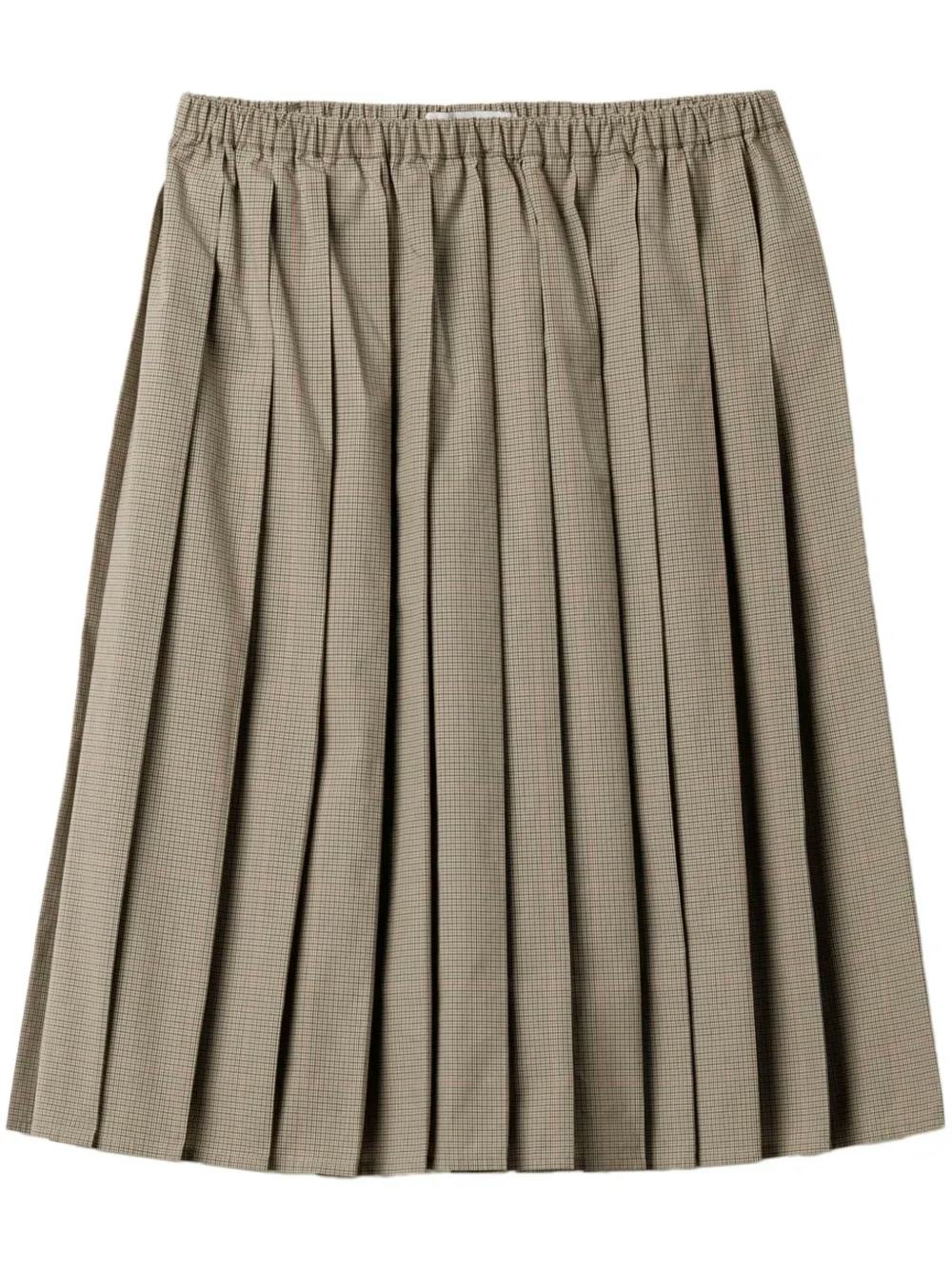 Miu Miu Checked Pleated Midi Skirt