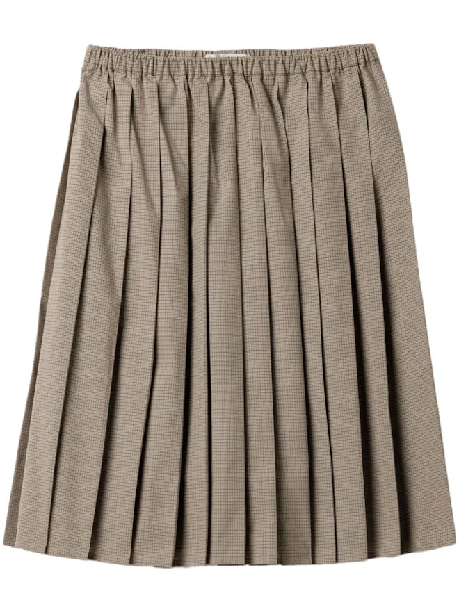 Miu Miu Checked Pleated Midi Skirt