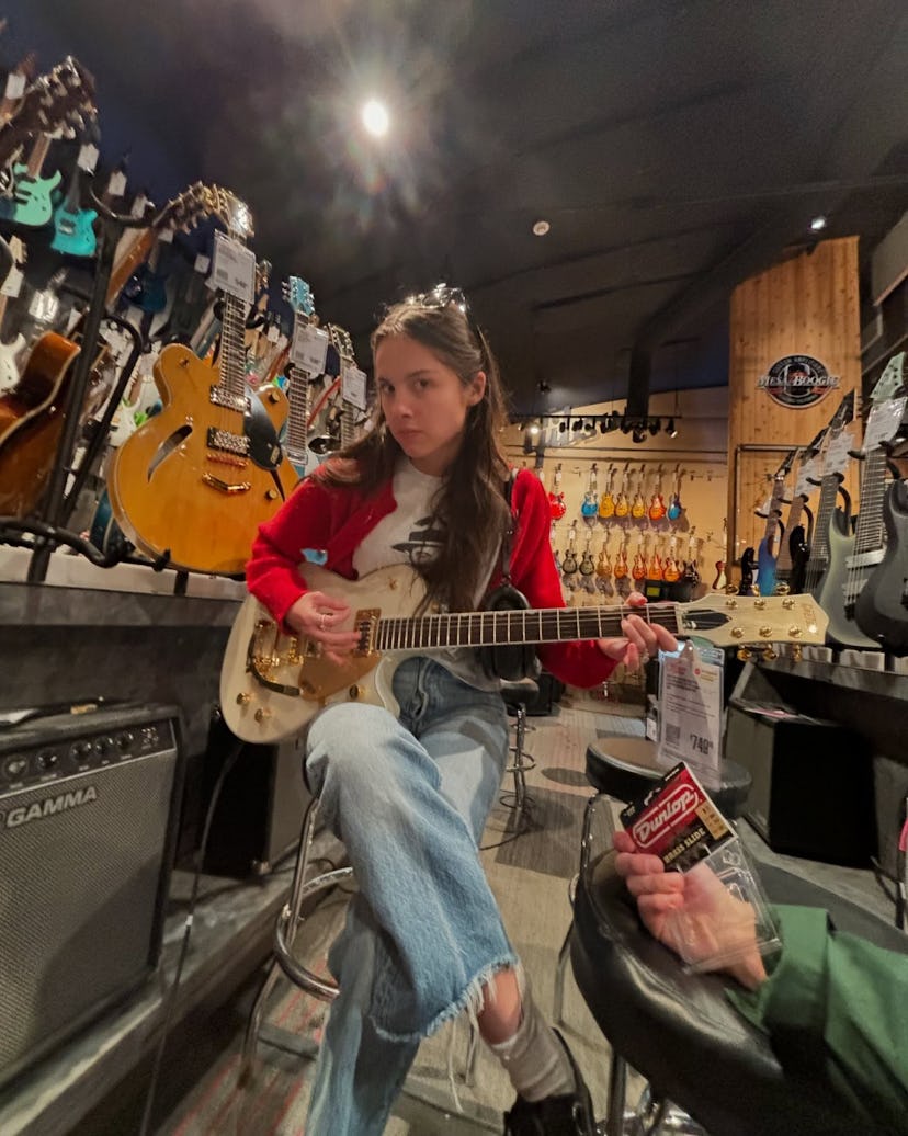 Olivia Rodrigo wore a coquette minidress.