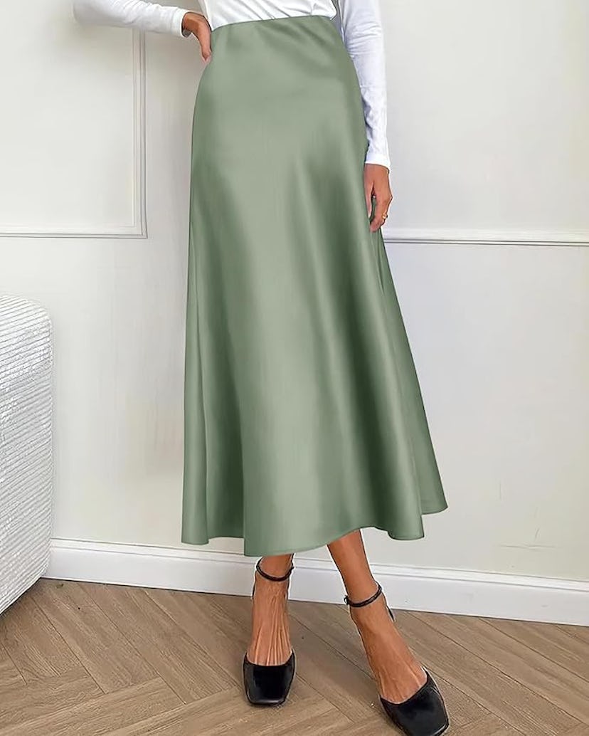 BTFBM Satin Midi Skirt