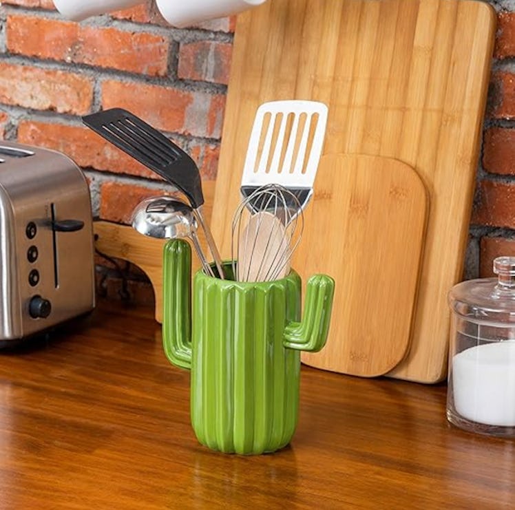 MyGift Cactus Ceramic Utensil Holder