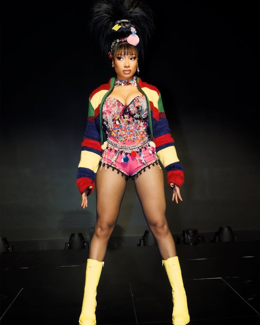 Megan Thee Stallion gives the no pants trend a cutecore twist.
