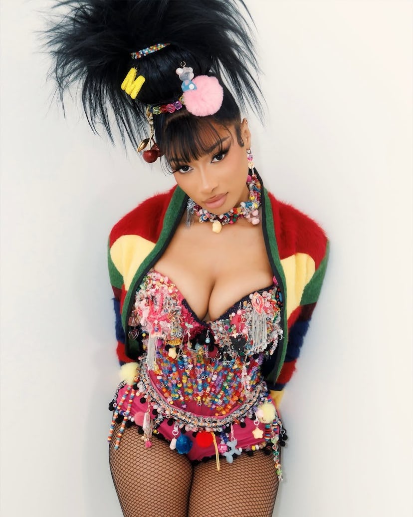 Megan Thee Stallion gives the no pants trend a cutecore twist.