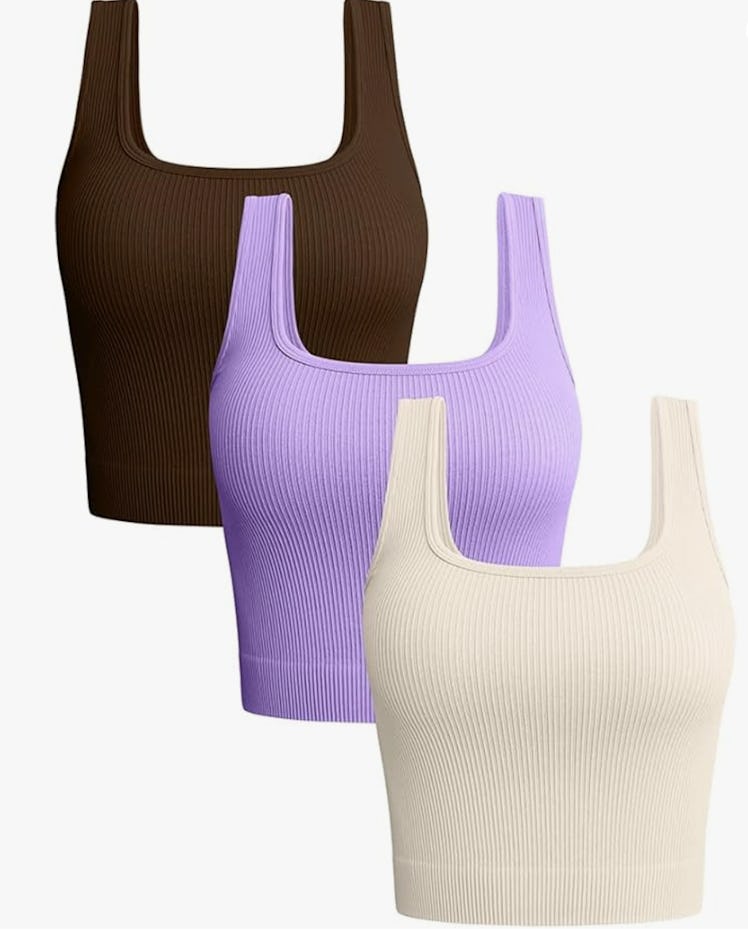 OQQ Ribbed Tank Tops (3-Pack)