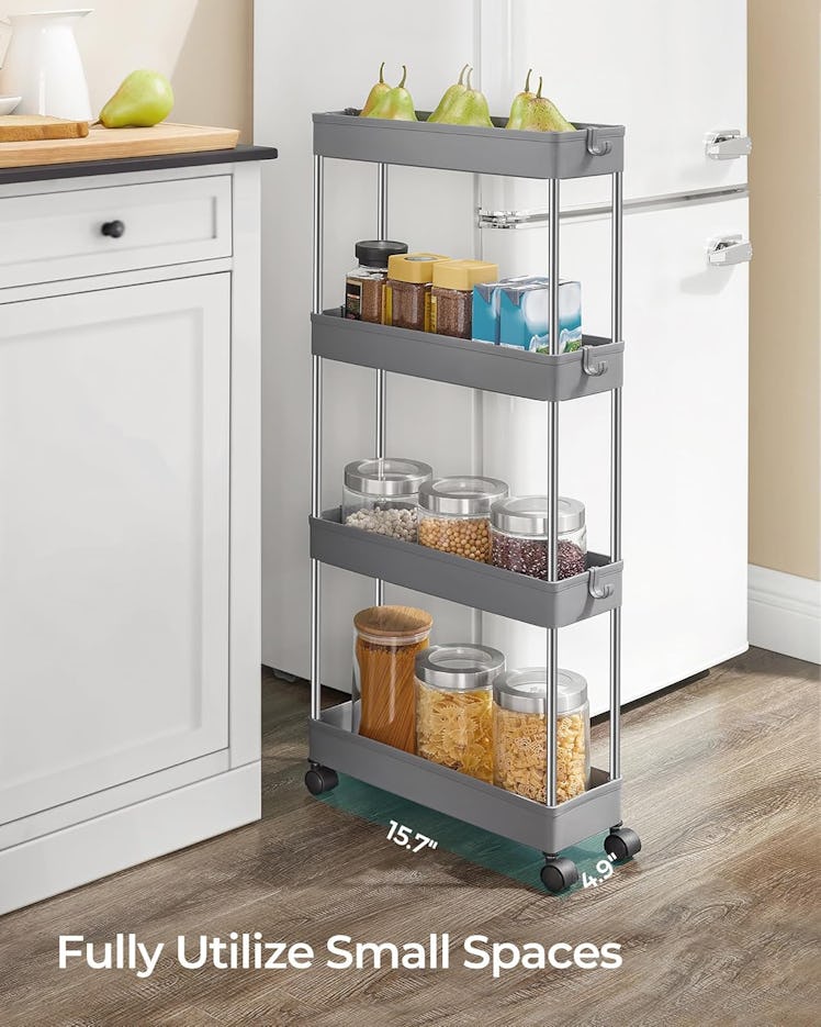 SONGMICS Slim 4-Tier Rolling Cart