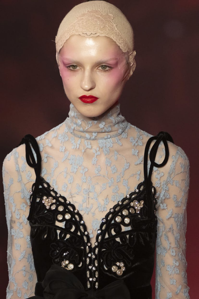 A model walks the runway during the Valentino Ready to Wear Fall/Winter 2025-2026 fashion show as pa...