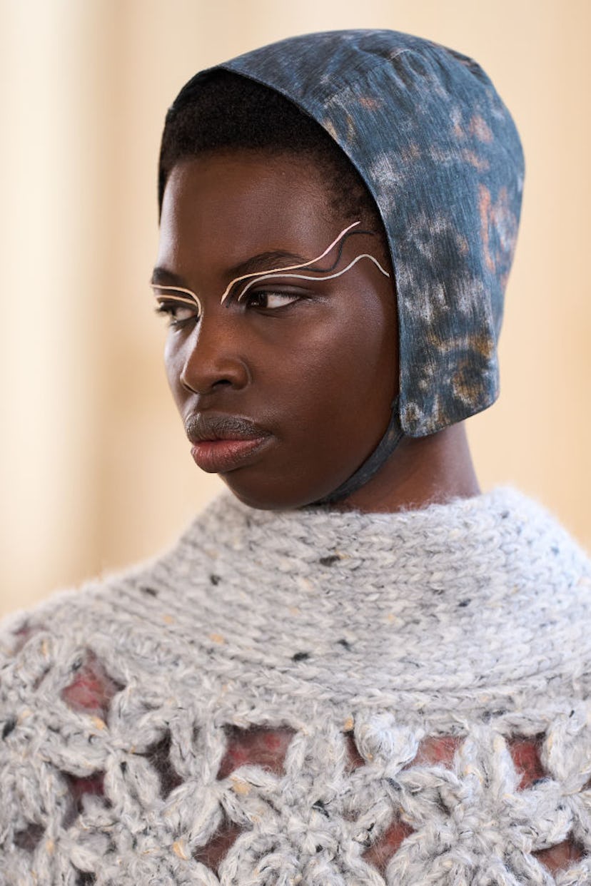 A model walks the runway during the Ganni Womenswear Fall/Winter 2025-2026 show as part of Paris Fas...