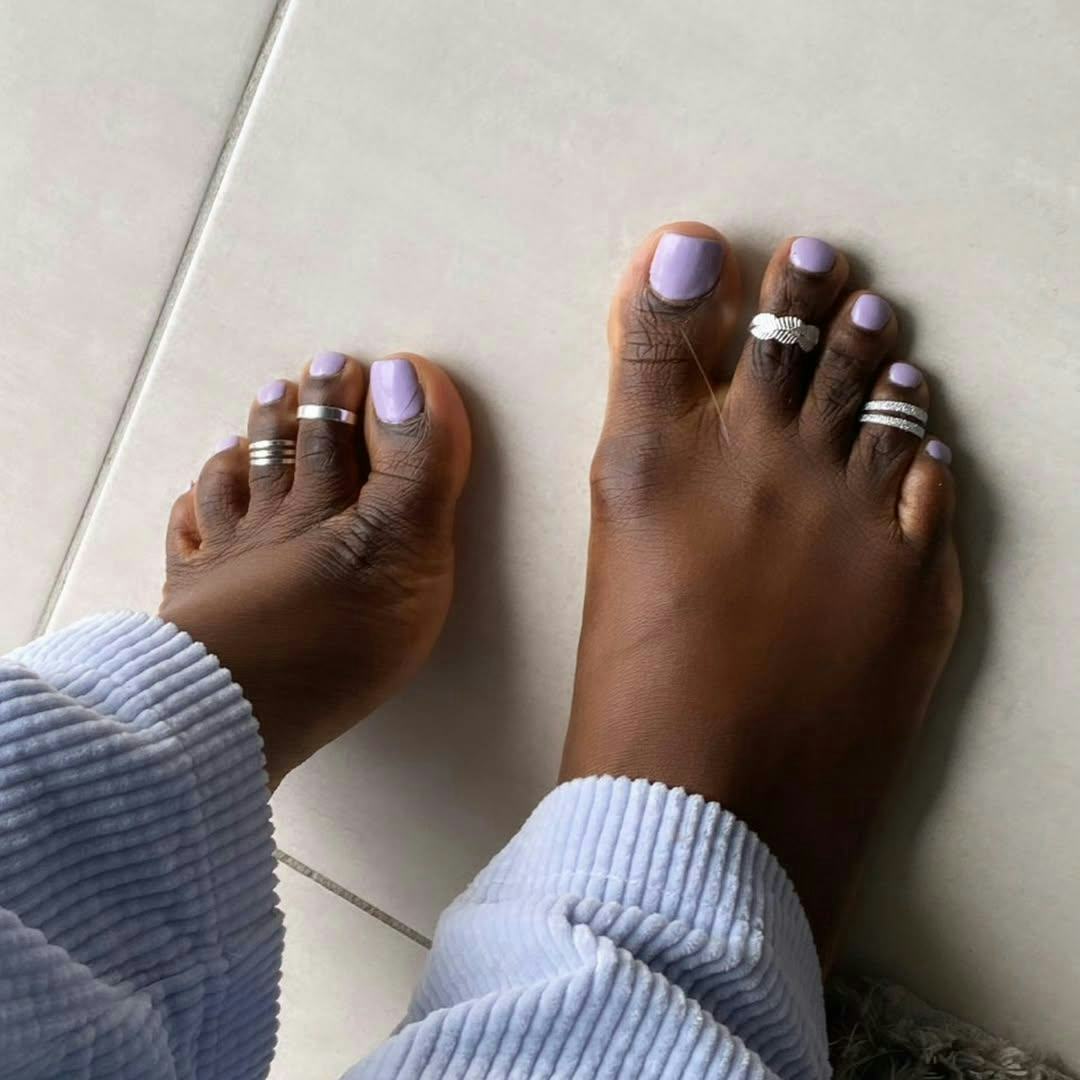 Spring 2025's biggest pedicure trends include sage green and lavender mist.