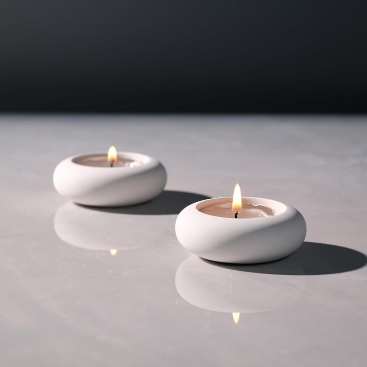 ICNBUYS Pebble Tealight Candle Holders Set (Set of 2) 