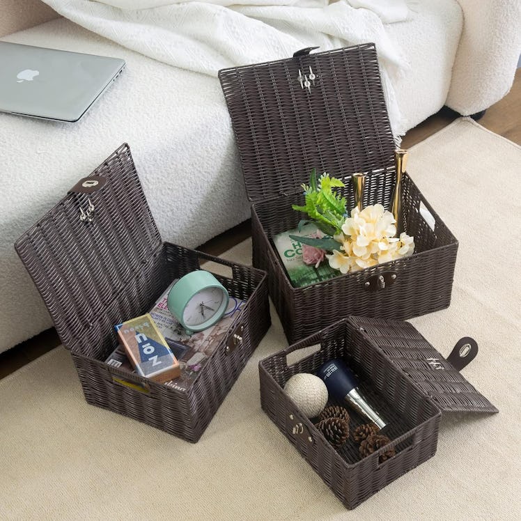 Homepeaz Woven Wicker Storage Baskets (Set of 3) 