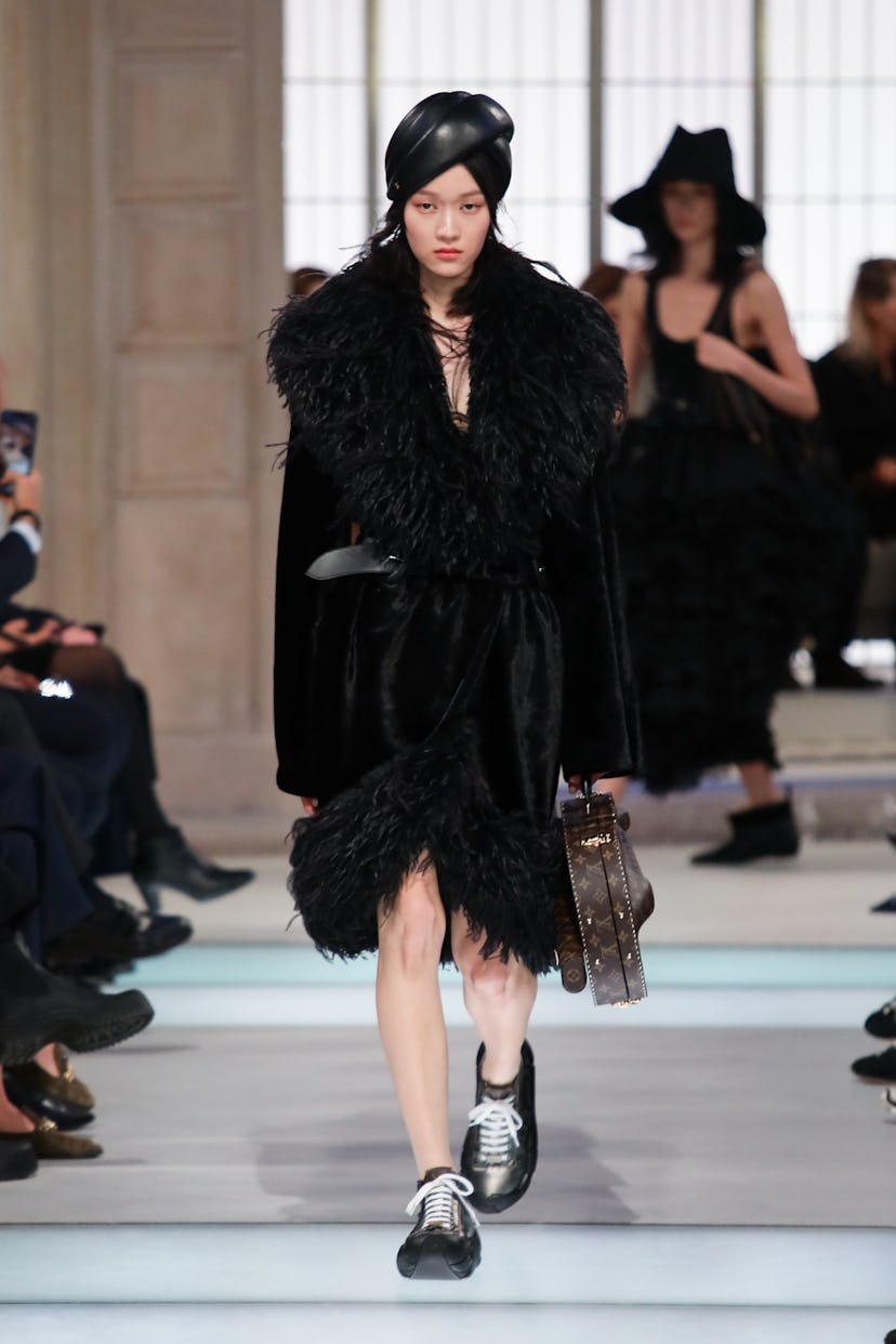 A model walks the runway during the Louis Vuitton Womenswear Fall/Winter 2025-2026 show as part of P...