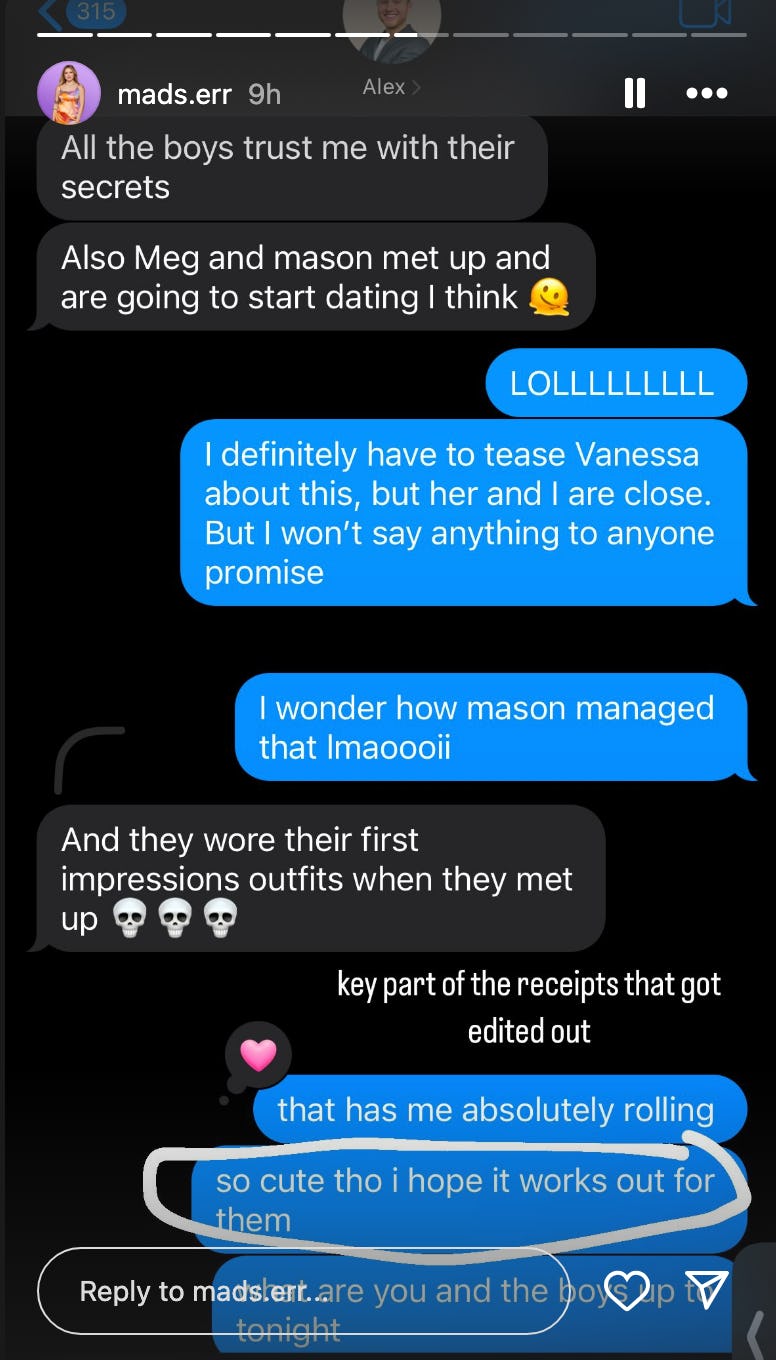 Madison Posts Additional Text Receipts That 'Love Is Blind' "Edited Out"