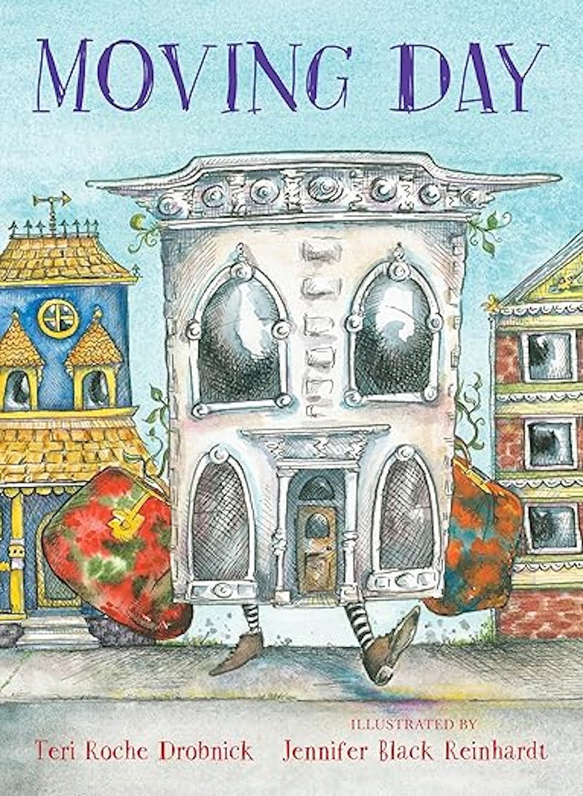 Victorian house on the cover of 'Moving Day' written by Teri Roche Drobnick, illustrated by Jennifer...