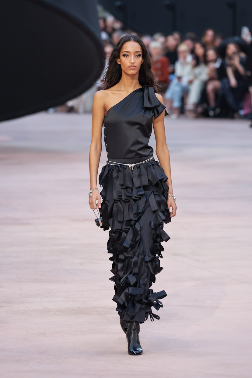 Mona Tougaard walks the runway during the Chanel Womenswear Fall/Winter 2025-2026 show as part of Pa...
