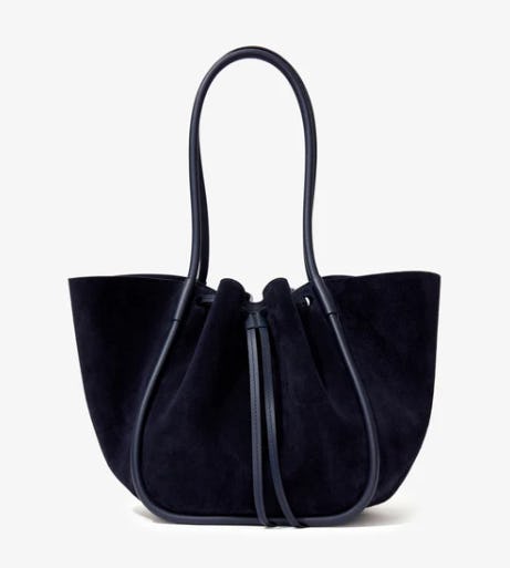 Large Ruched Tote in Soft Suede