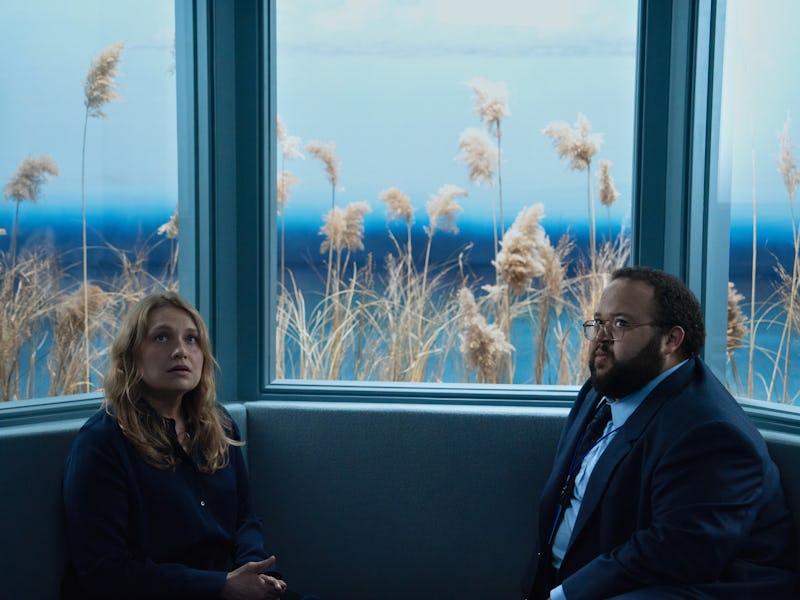 Merritt Wever and Zach Cherry in Severance