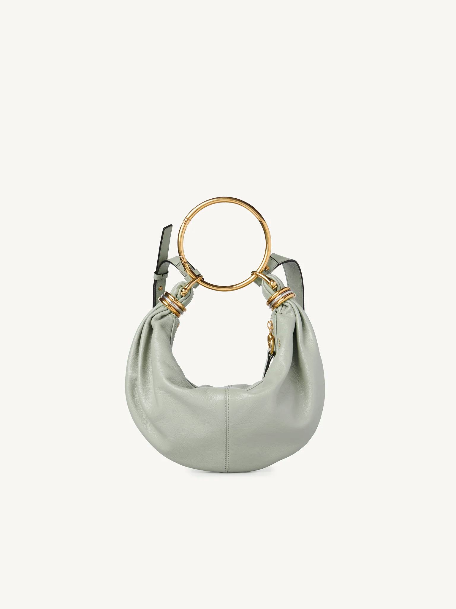 Small Bracelet Hobo Bag in Grained Leather