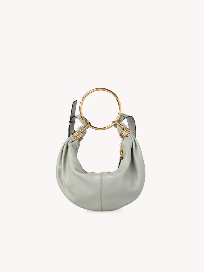 Small Bracelet Hobo Bag in Grained Leather