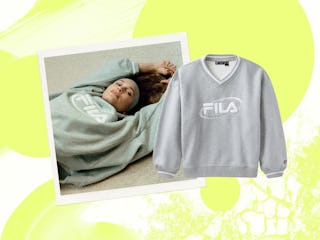 Hailey Bieber wearing the FILA x HAILEY collection