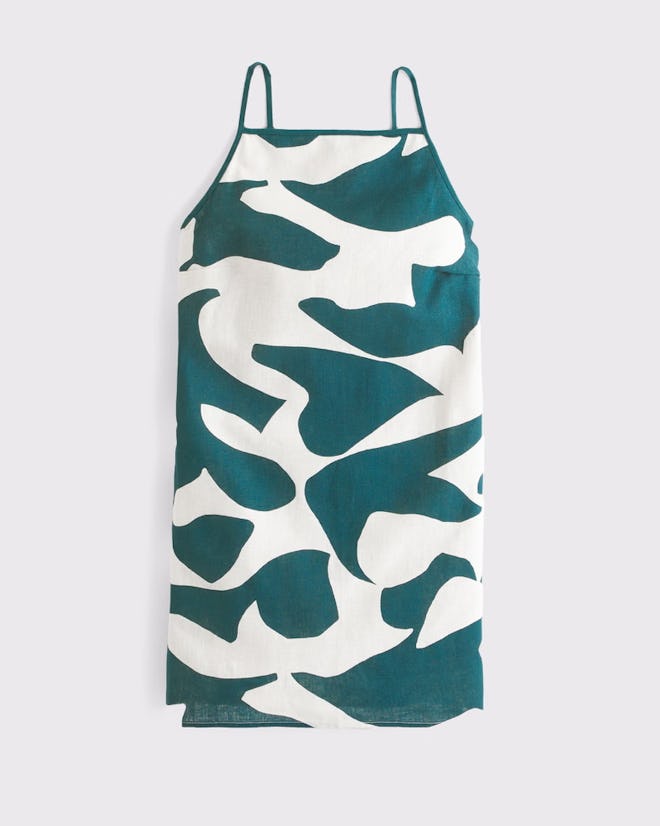 Linen-Blend Apron Mini Dress