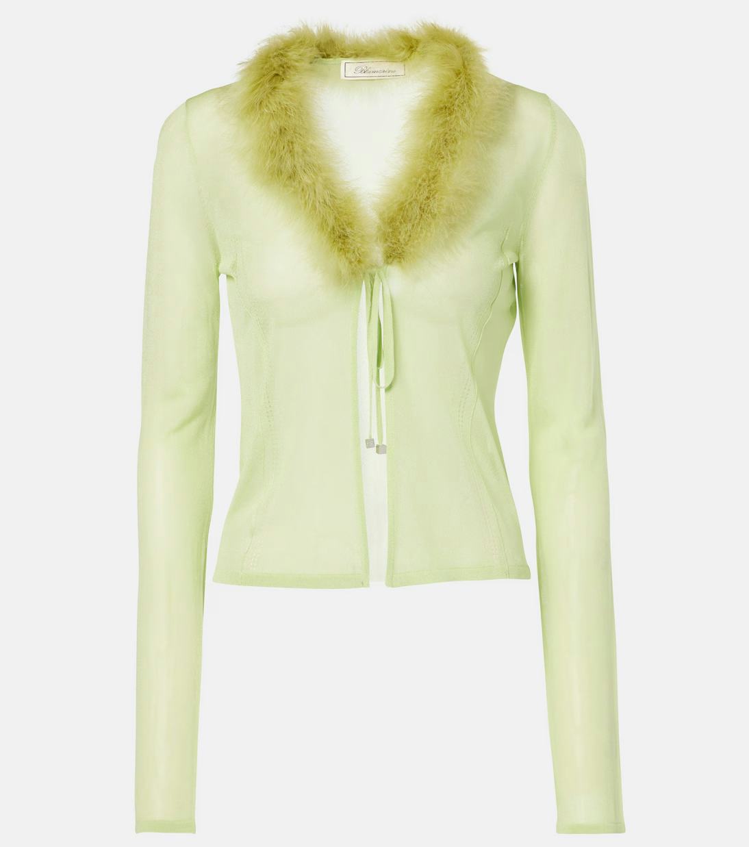 Blumarine Feather-Trimmed Cardigan