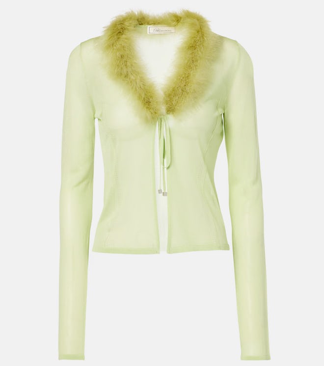 Blumarine Feather-Trimmed Cardigan