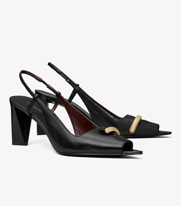 Pierced Peep-Toe Slingback