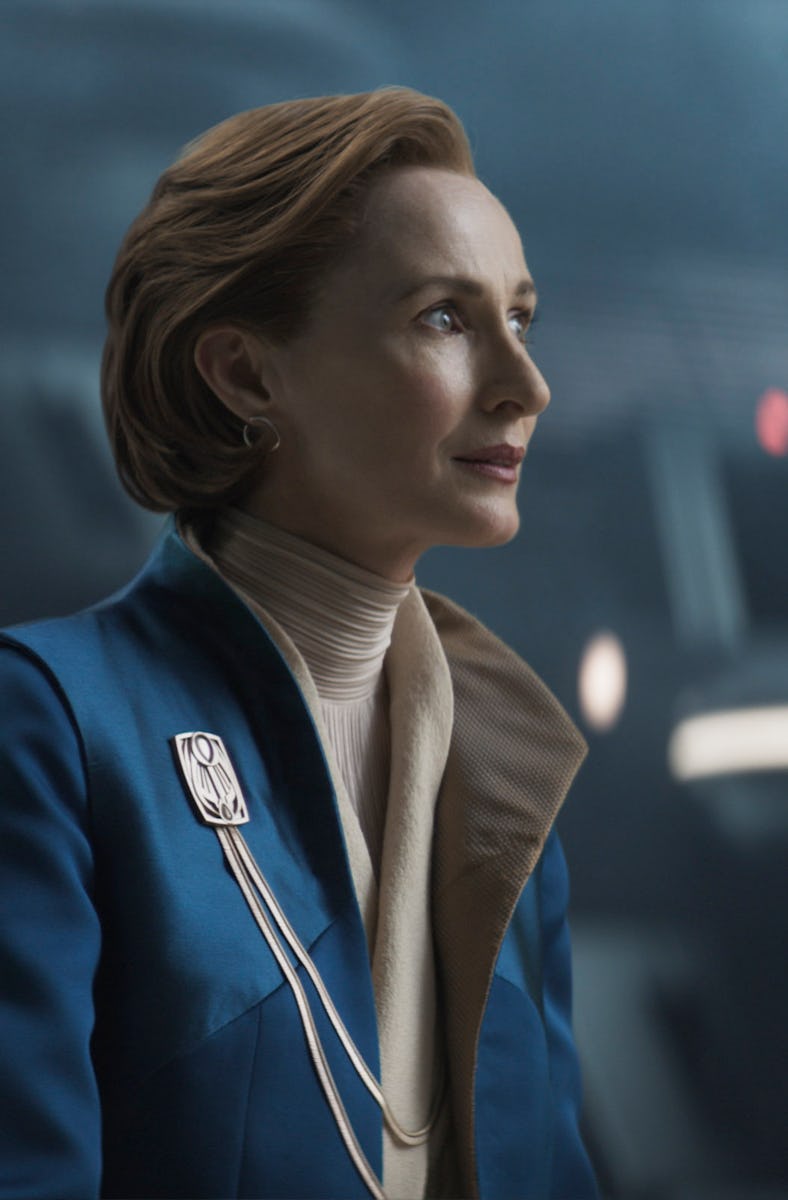Mon Mothma (Genevieve O'Reilly) addresses the Imperial Senate in Andor