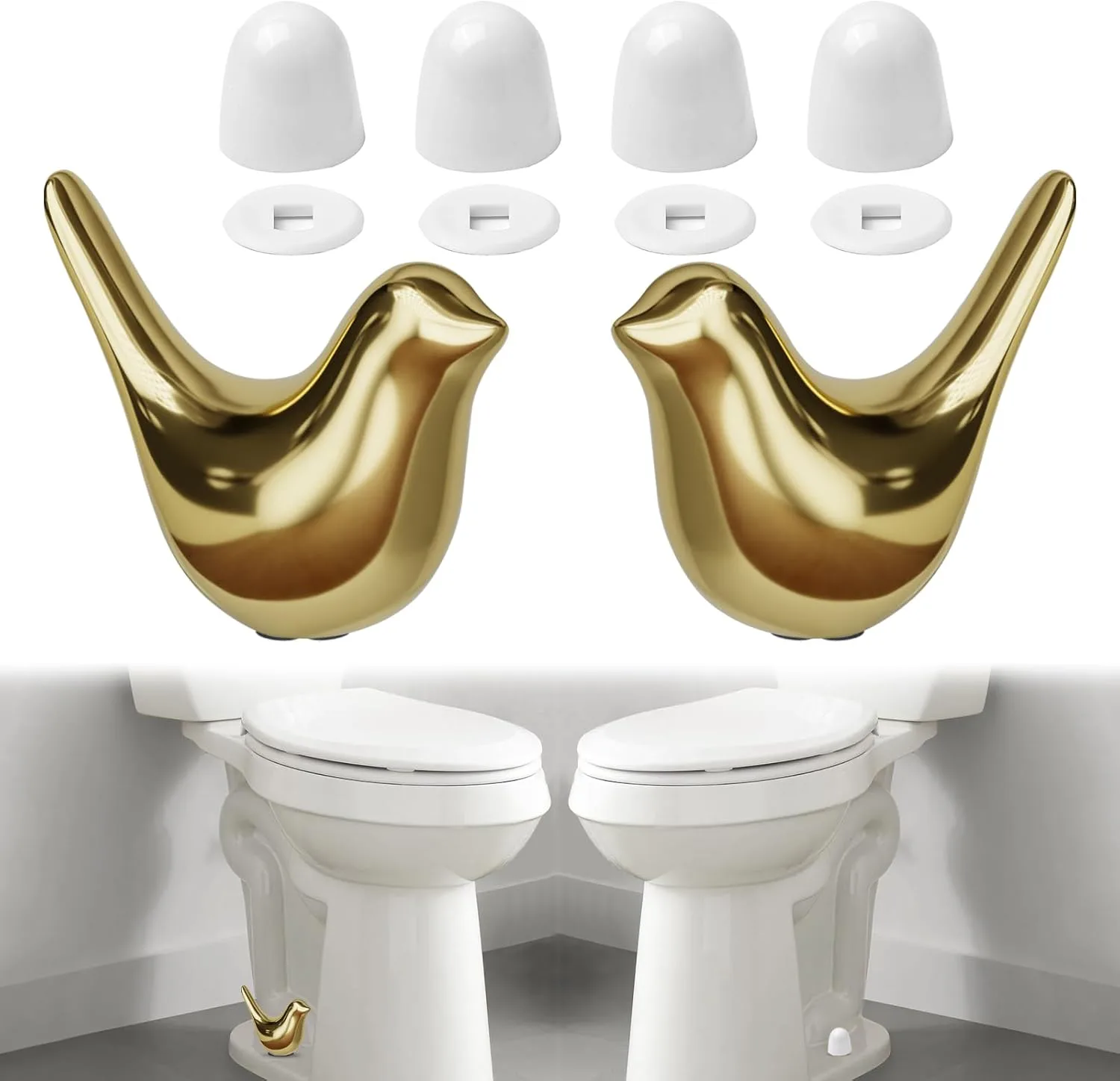  MENNTY Ceramic Gold Bird Toilet Bolt Caps (2-Pack)