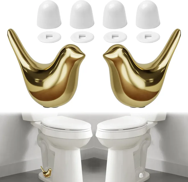 MENNTY Ceramic Gold Bird Toilet Bolt Caps (2-Pack)