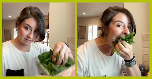 TikToker @sahmthingsup shared how "Dinosaur Time" helps her get in her vegetables.