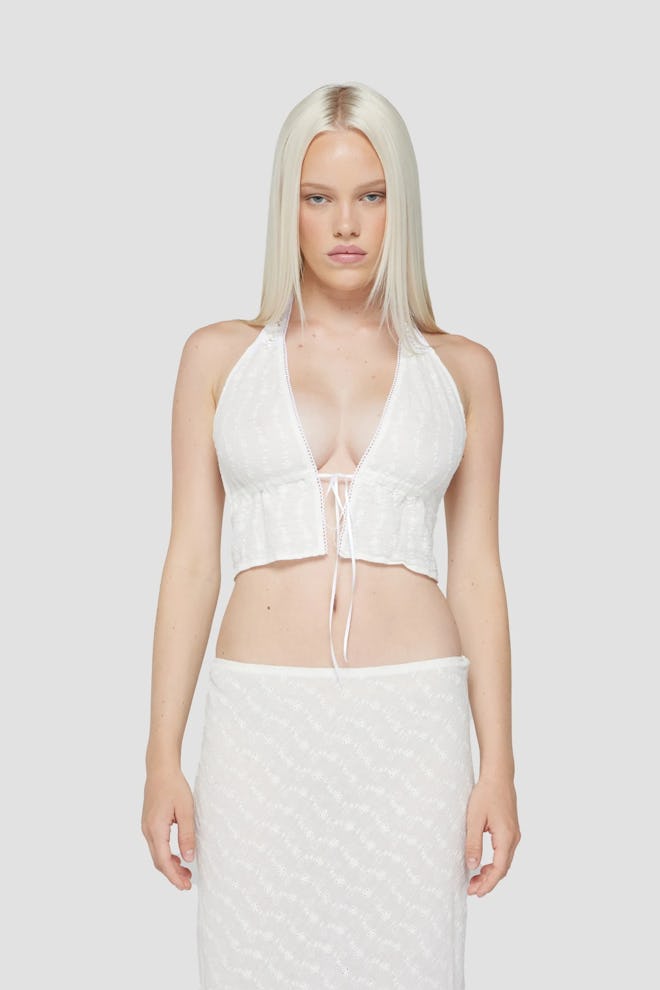 The Sofia Halter Top in Ivory
