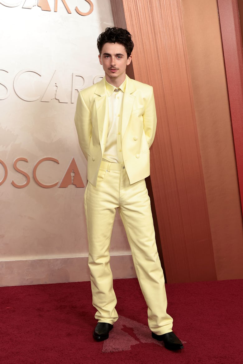 Timothée Chalamet attends the 97th Annual Oscars at Dolby Theatre on March 02, 2025 in Hollywood, Ca...