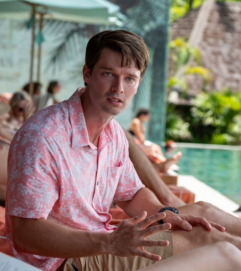 Patrick Schwarzenegger as Saxon Ratliff in 'The White Lotus.'