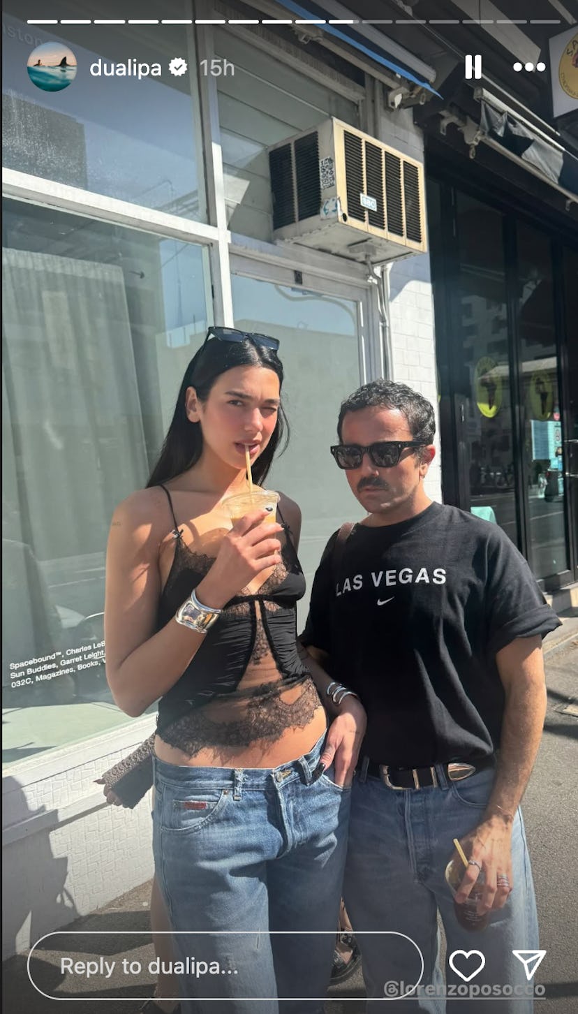 Dua Lipa wore a sheer top.