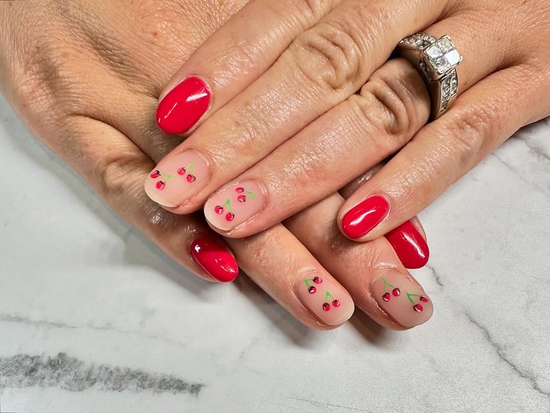 cherry fruit nail art