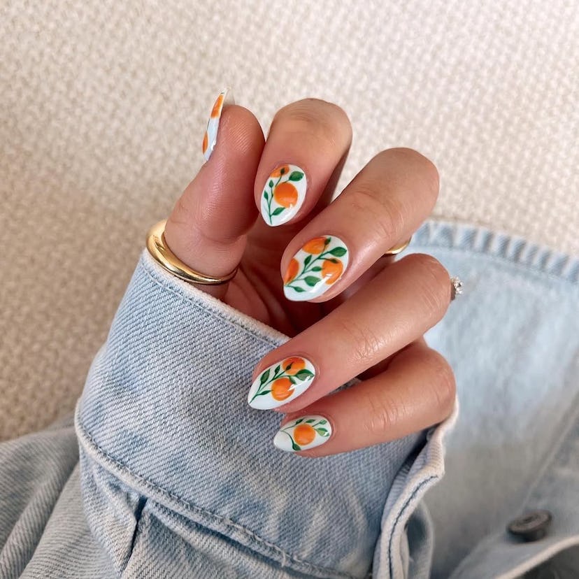 orange fruit nail art