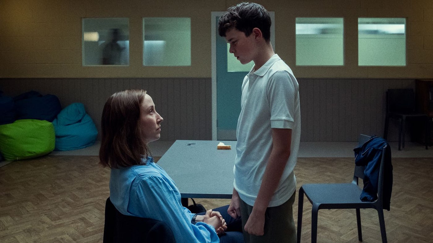 Erin Doherty (L) as Briony Ariston and Owen Cooper (R) as Jamie Miller in 'Adolescence' on Netflix.