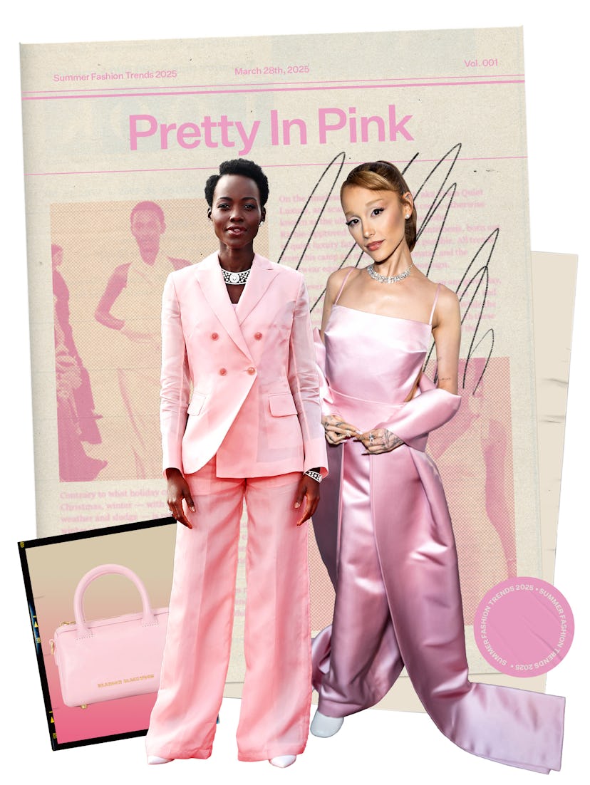 Summer 2025 Fashion Trend: Lupita Nyong’o & Ariana Grande in pastel pink.