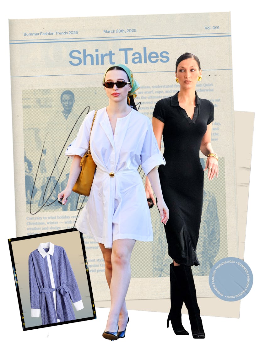 Summer 2025 Fashion Trend: Mikey Madison & Bella Hadid in T-shirt dresses.