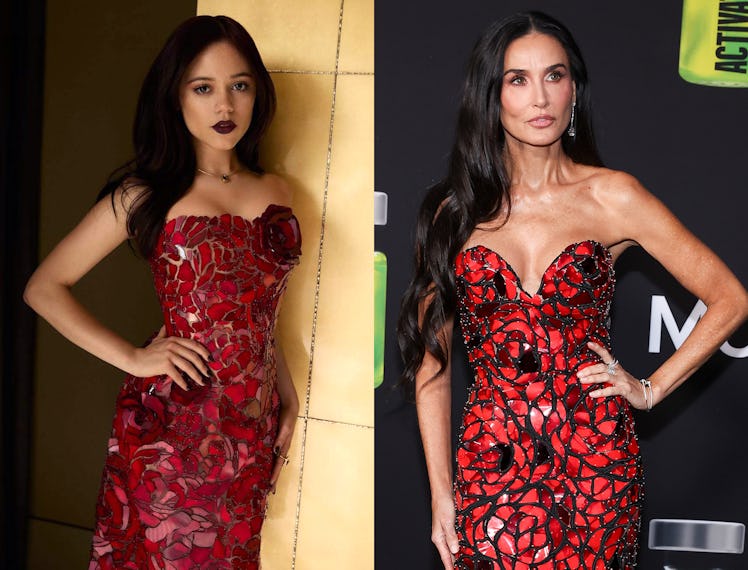 Jenna Ortega and Demi Moore in Oscar de la Renta.