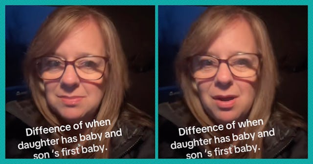 A grandmother explains how her role is different when her daughter had a baby versus her son's wife.